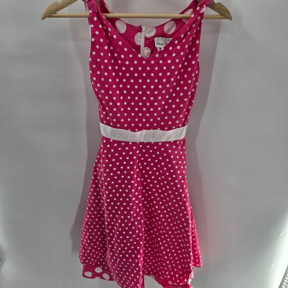 Rare Editions Pink Polka Dot Cotton Blend Maxi Dress - Picture 1 of 12